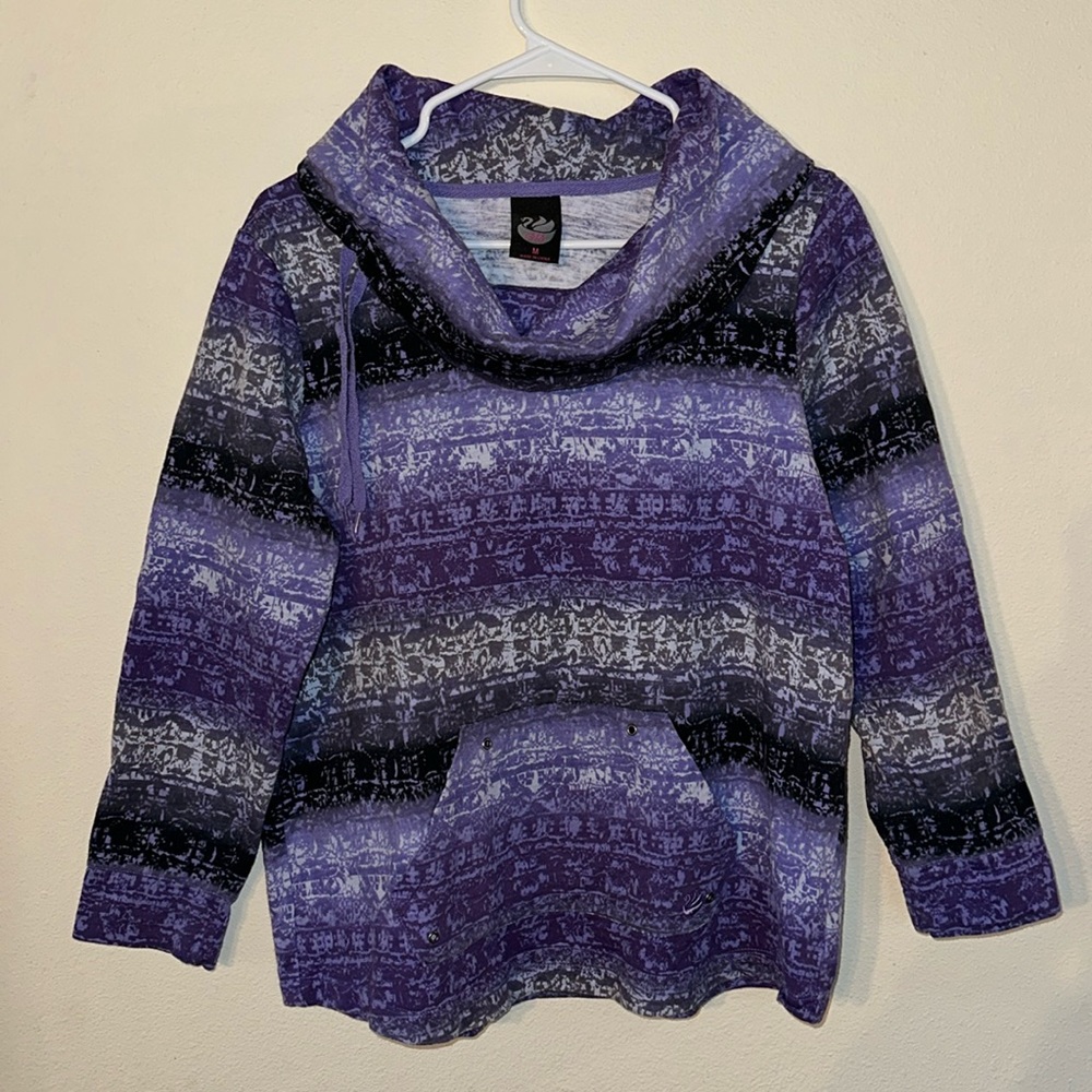 GVS Womens Cowl Neck Kangaroo Pocket 100% Cotton Sweatshirt Size M